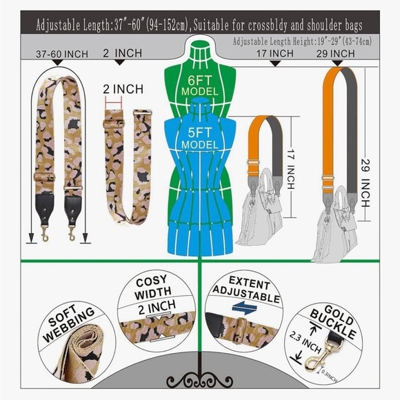 Black Fringe Crossbody Bag with 2 different guitar style straps - Picture 13 of 15